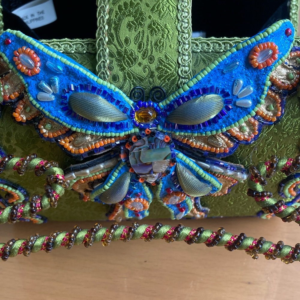 Mary Frances Green and Blue Butterfly Clutch - Picture 5 of 5